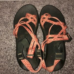 Cute orange and pink Chacos